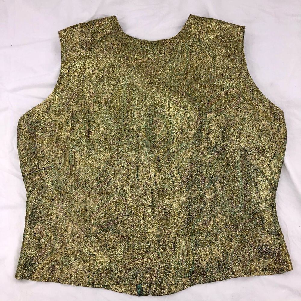 Alice Stuart Vintage Gold Lame Zip Back Top sz L